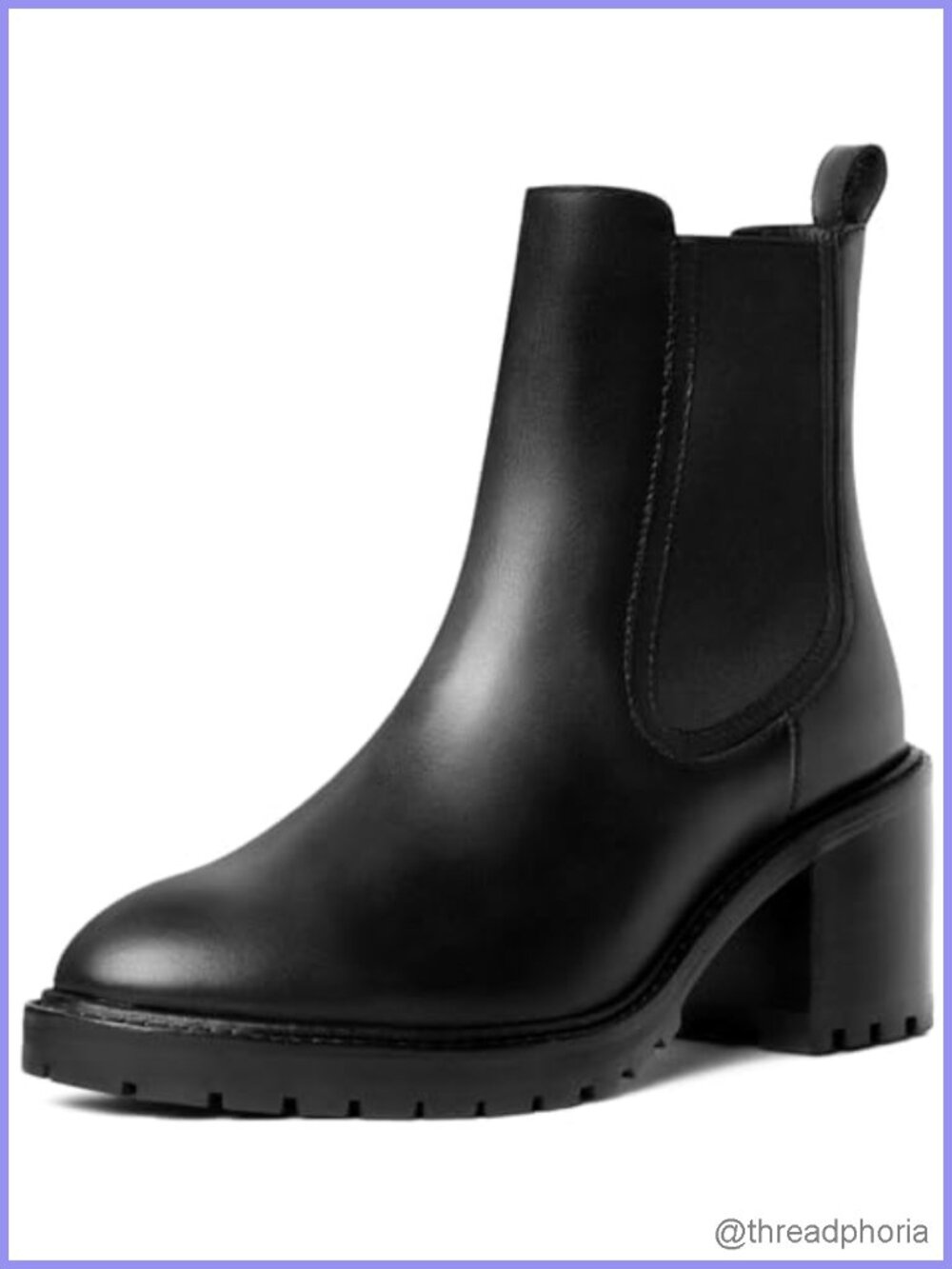 Genuine Leather High Heel Chelsea Ankle Bootie with Block Heel